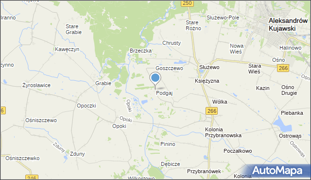 mapa Podgaj, Podgaj gmina Aleksandrów Kujawski na mapie Targeo